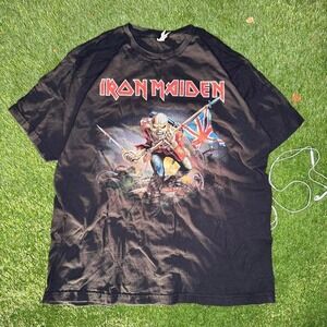 Iron Maiden Shirt Mens XL Black The Trooper Graphic Band Tee Heavy Metal Rock